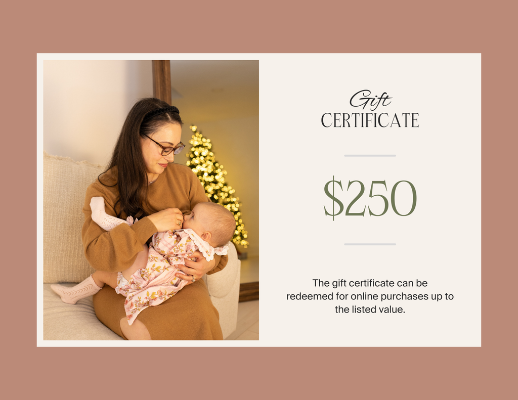 Hone $250 Gift Certificate. Give luxury postpartum apparel and professional nursing clothes made in Italy.